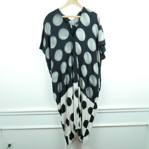 Sylca Designs Caftan Polka Elegance Rayon Resort Vacation Lagenlook Art to Wear